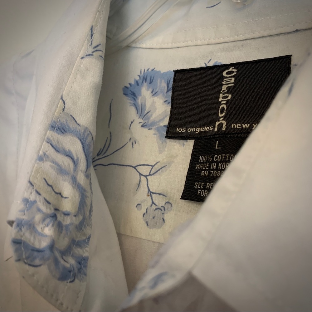 Fancy Embroidered Button Down Collared Shirt Sz L - image 4